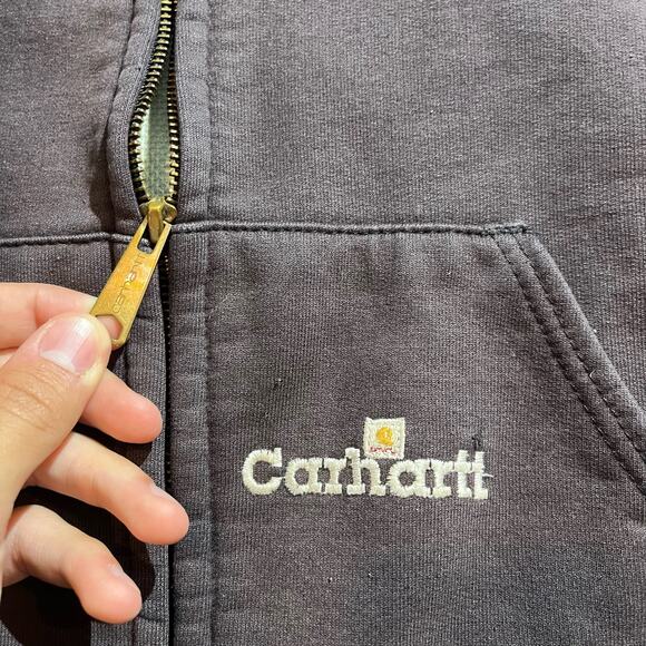 VTG 90's Carhartt Zipup Faded Distressed Brown Black Jacket Made in USA SZ 2XL - Picture 3 of 6